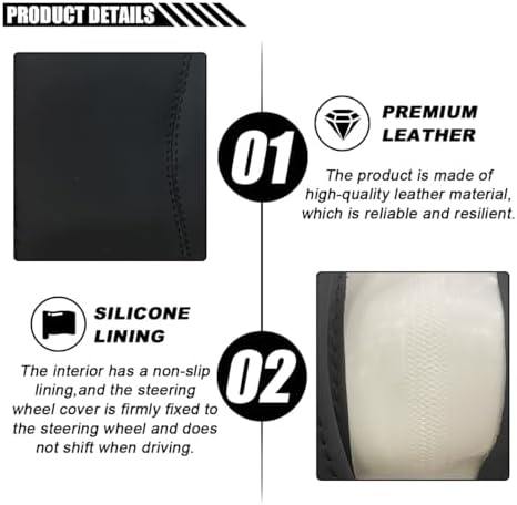 LAINLOY 15" Car Steering Wheel Cover, Microfiber Leather Cover - Image 3