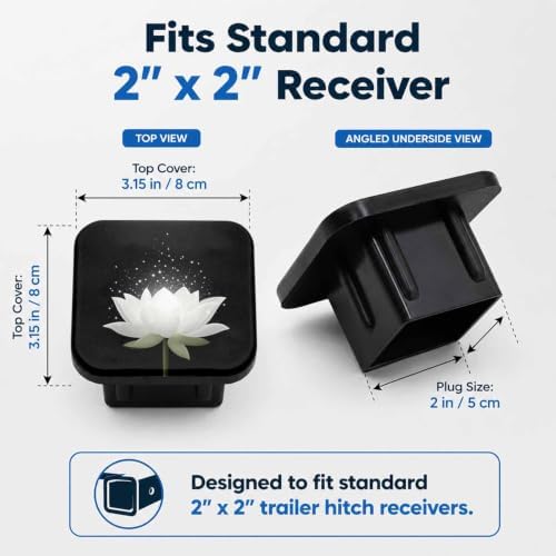 Trailer Hitch Covers White Lotus, Heavy Duty 2 Inch Hitch Cover - Image 2