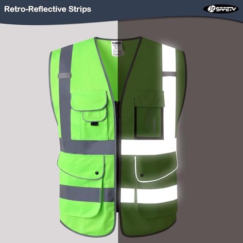 JKSafety Safety Vest for Men Women Reflective Hi Vis JK150 Green M - Image 4
