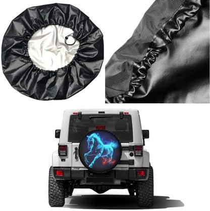 Delerain Spare Tire Cover Blue Horse Wheel Covers Sun Protection Waterproof - Image 5