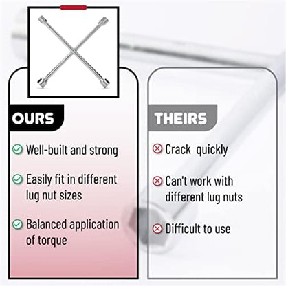 Bates Choice 14 Inch Carbon Steel 4 Way Lug Wrench - Image 4