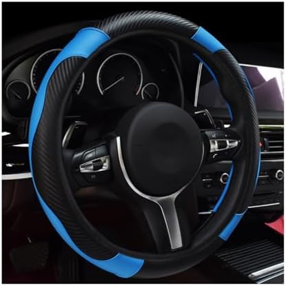 povtii Car Steering Wheel Cover, 15 Inch Leather Breathable Auto Steering Wheel by povtii