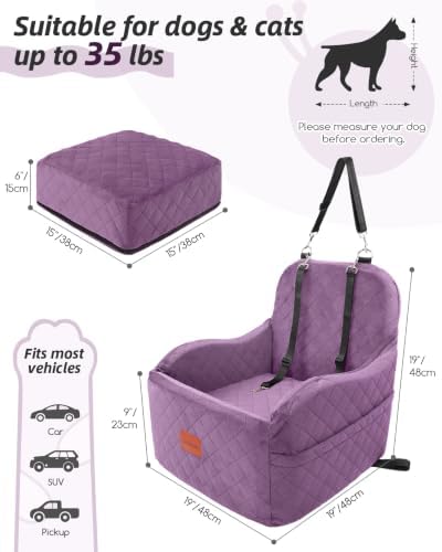 Lealchum Dog Booster Car Seat for Small/Medium Dogs, Puppy Portable Car Bed - Image 2