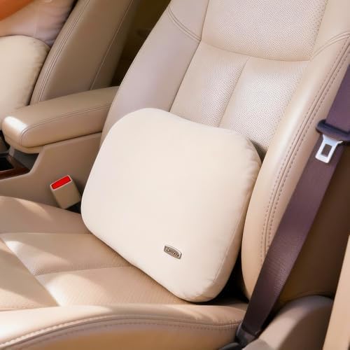 Beige Lumbar Support Pillow for Car Recliner Soft Lower Back Waist Cushion by Carwales