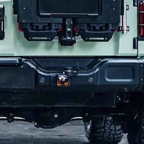 Hitch Receiver Cover 2" Black Dragon Burning Village Trailer Hitch Cover Tube - Image 7