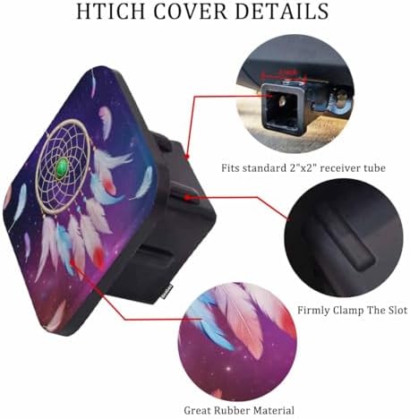 Tow Hitch Covers Dream Catcher, Colorful Galaxy Space Feather Dreamcatcher Auto - Image 3