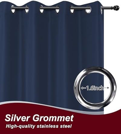 Grommet Outdoor Curtains for Patio Waterproof 8 Pcs 54x95 In Navy - Image 2