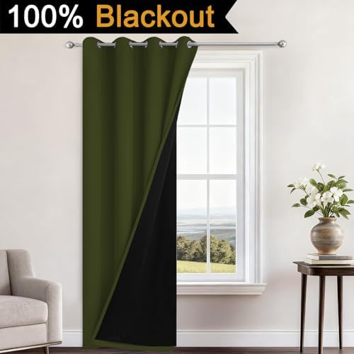 Yakamok Olive Green 100% Blackout Curtains 96 Inches Long 52" Wide 1 Panel - Image 2