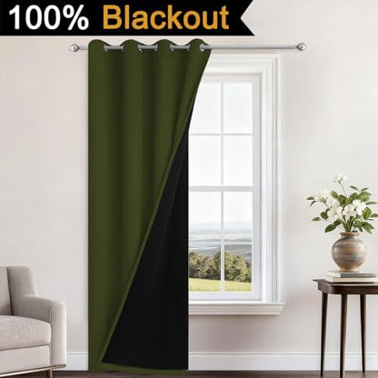 Yakamok Olive Green 100% Blackout Curtains 96 Inches Long 52" Wide 1 Panel - Image 2