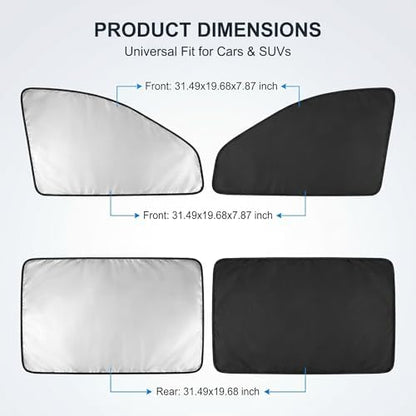 4 PCS Side Window Sunshade, Full Shade Front Rear Glass Privacy Sunshield - Image 2