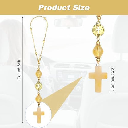 Car Rear View Mirror Accessories Car Hanging Ornament, Cross Unique Rearview - Image 2