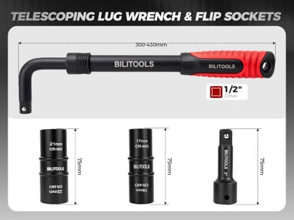 BILITOOLS Telescoping Lug Wrench, Extendable Wheel Wrench - Image 2