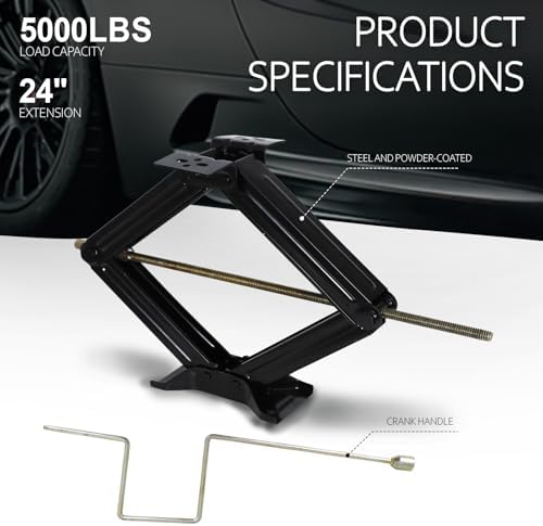 5000 lb Lift 24" RV Stabilizing Scissor Jack, Scissor Lifting Jacks w/Handle - Image 2
