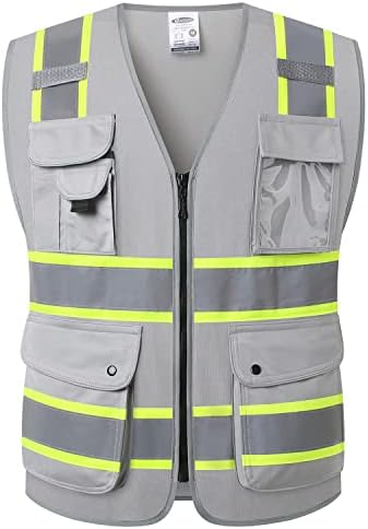 JKSafety Safety Vest for Men Women Reflective Hi Vis JK901 Grey 5XL by JKSafety