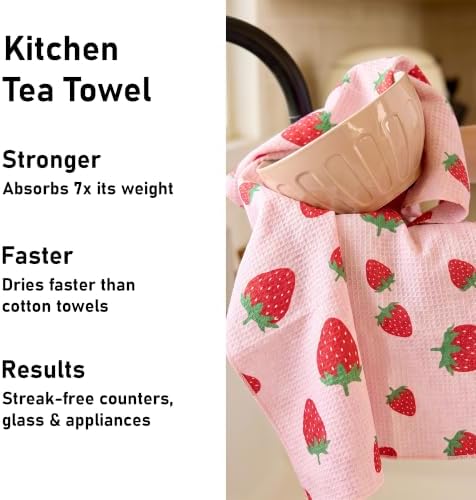 Kitchen Towels Set of 2, Double-Sided 16x28 Microfiber Waffle Weave Dish Towels - Image 4