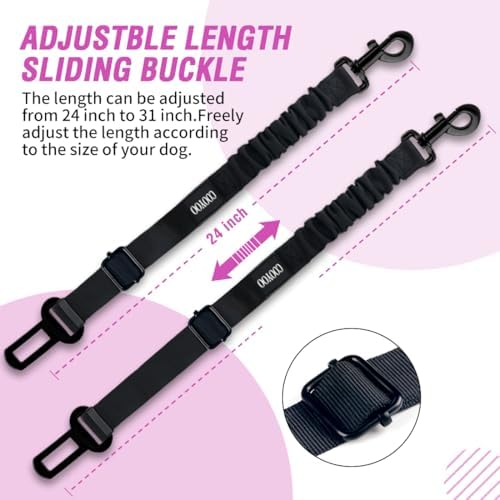 COOYOO Dog Seat Belt, Durability Retractable Dog Car Harness Adjustable Dog - Image 4