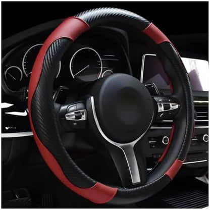 DXNQ Car Steering Wheel Cover, 15 Inch Carbon Fiber Leather Stitching Color by DXNQ