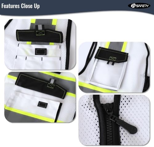JKSafety Safety Vest for Men Women Hi Vis Reflective Vest JK220 White 2XL - Image 3