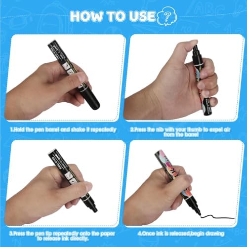 6PCS Burgundy Jumbo Liquid Chalk Markers Erasable 6mm Reversible Tip - Image 3