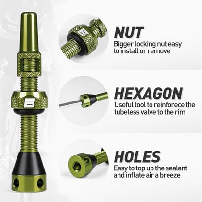 BWSHLF Tubeless Presta Valve Stem 40/44/55/60/65/80/100 mm, Super Light Alloy - Image 2