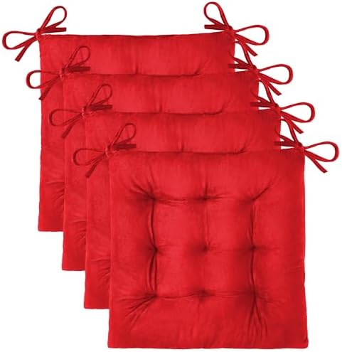 OVOV 4 Pack Chair Cushions for Dining Chairs 15.5"x15.5" Red by OVOV
