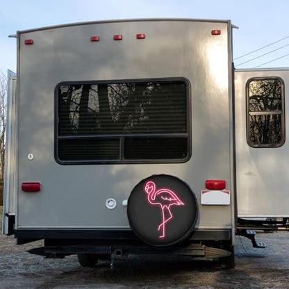 Pink Flamingo Spare Tire Cover Dust-Proof Wheel Tire Cover Fit Trailer - Image 6