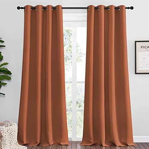 NICETOWN Blackout Curtains for Sliding Door 2 PCs 55 x 108-in Burnt Orange by NICETOWN