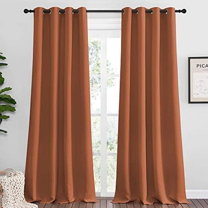 NICETOWN Blackout Curtains for Sliding Door 2 PCs 55 x 108-in Burnt Orange by NICETOWN