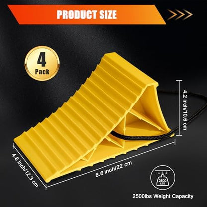 Wheel Chocks for RV Trailer, 4 Pack Non Slip Wheel Chocks for Travel Trailers - Image 2
