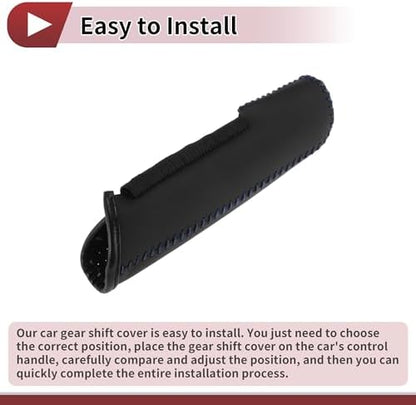 Car Handbrake Cover Leather Black Blue Line 1 Pcs - Image 5