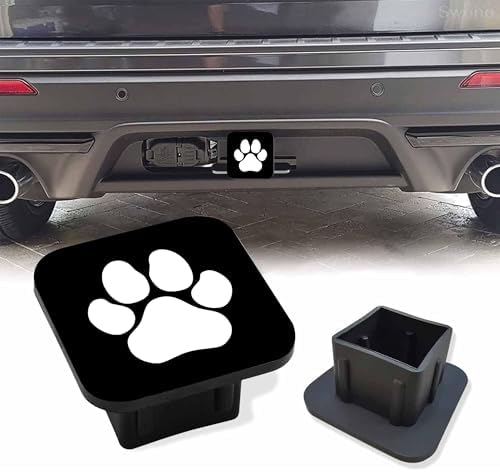 Trailer Hitch Cover, Lovely White Dog Paw on Black Hitch Cover Rubber Towing by Unknown