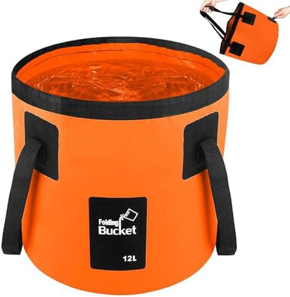 Collapsible Bucket with Handle, 3.2 Gallon Foldable Car Wash Bucket Cleaning by BIDFUL