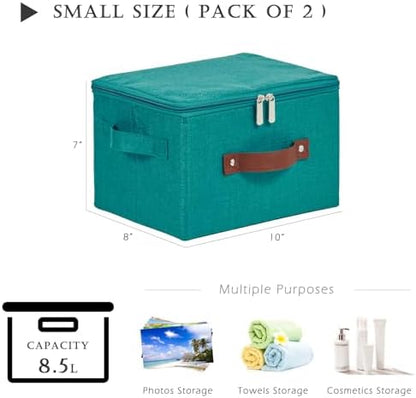 2PCS Storage Bins with Zipper Lids Decorative Lidded Basket Box - Image 3