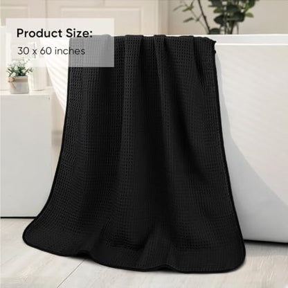HOMEXCEL Black Waffle Bath Towels Set of 4 Pack, Waffle Towels - Image 6