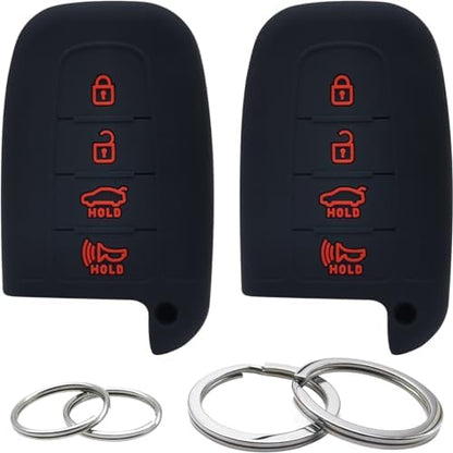 2Pcs Silicone 4 Buttons Key Fob Cover Remote Case Keyless Protector Compatible by GFDesign