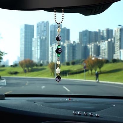 Car Rear View Mirror Accessories Witchy Car Hanging Ornament, Yinyang Rearview - Image 2