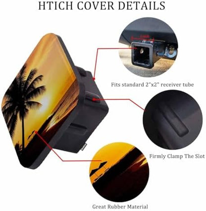 Ocean Palms Car Rear Hitch Covers Paradise Sea Beach Palm Tree Sunset Square - Image 3