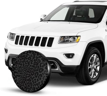 14 Inch Black Leopard Print PVC Leather Spare Tire Cover - Image 4