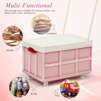 Collapsible Storage Bins with Lids And Wheels, Stackable Folding Storage Boxes - Image 3
