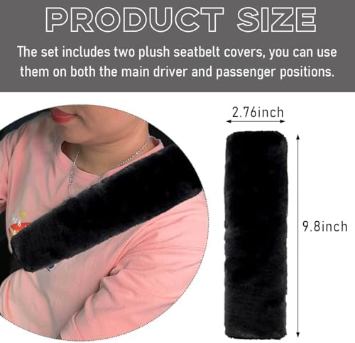 2 PCS Seat Belt Shoulder Pads, Soft Fluffy Plush Seat Belt Shoulder Strap Covers - Image 2