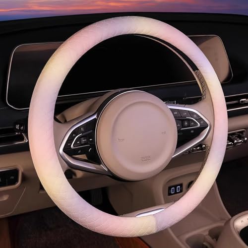 Leather Steering Wheel Cover, Colorful Cute Pink Purple Steering Wheel Cover - Image 2