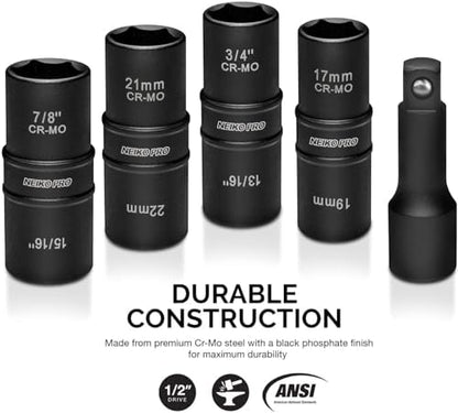 NEIKO 02282B 1/2-Inch-Drive Impact Socket Set, Flip Socket Set, Chrome Moly - Image 2