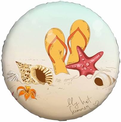 Summer Beach Spare Tire Cover Seashells Starfish and Flip Flops Wheel Covers - Image 2