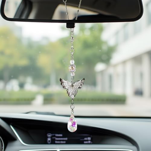 8 Inch Butterfly Crystal Suncatcher Car Rearview Mirror Charm - Image 3