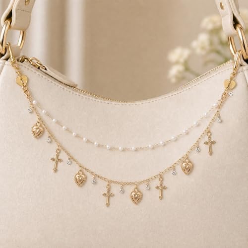 Rear View Mirror Cross Charm Double Chain Catholic Faith Car Decor - Image 6
