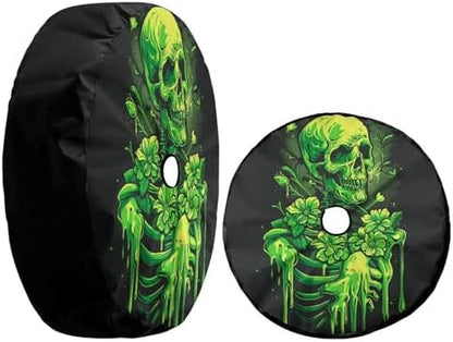 Delerain Spare Tire Cover with Backup Camera Hole Green Skeleton Wheel Covers - Image 3
