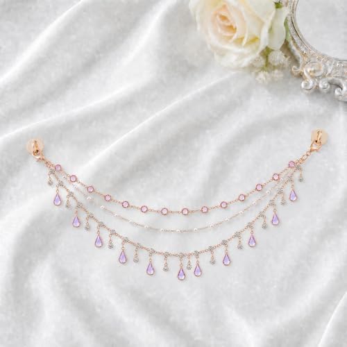 Triple Layer Water Drop Zircon Rear View Mirror Charm Purple Car Hanging - Image 7