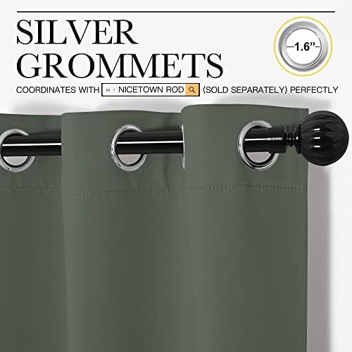 NICETOWN Blackout Curtain Panels, 1 Pair, 42 by 48-inch, Dark Mallard - Image 3
