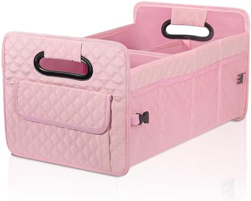 JiatuA Car Trunk Organizer for SUV, Collapsible Car Storage Organizer Pink by JiatuA