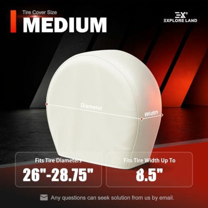 Explore Land Tire Covers 4 Pack Fit Tire Diameters 26-28.75 inch, Off White - Image 6